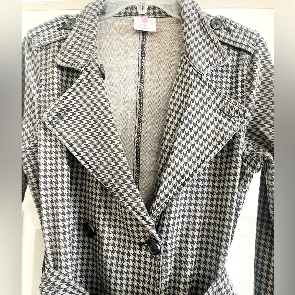 Laurie Felt Denim Houndstooth Trench - Picture 4 of 9